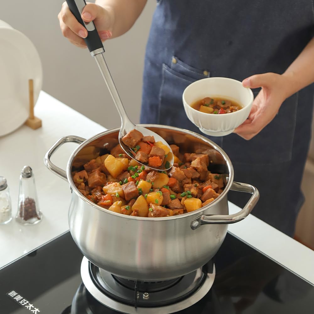 3-Piece,Stainless Steel Serving spoons set with Slotted Spoon-Serving Spoon and Perforated Spoon, soup ladle,kitchen cooking serving utensils set cooking spoon