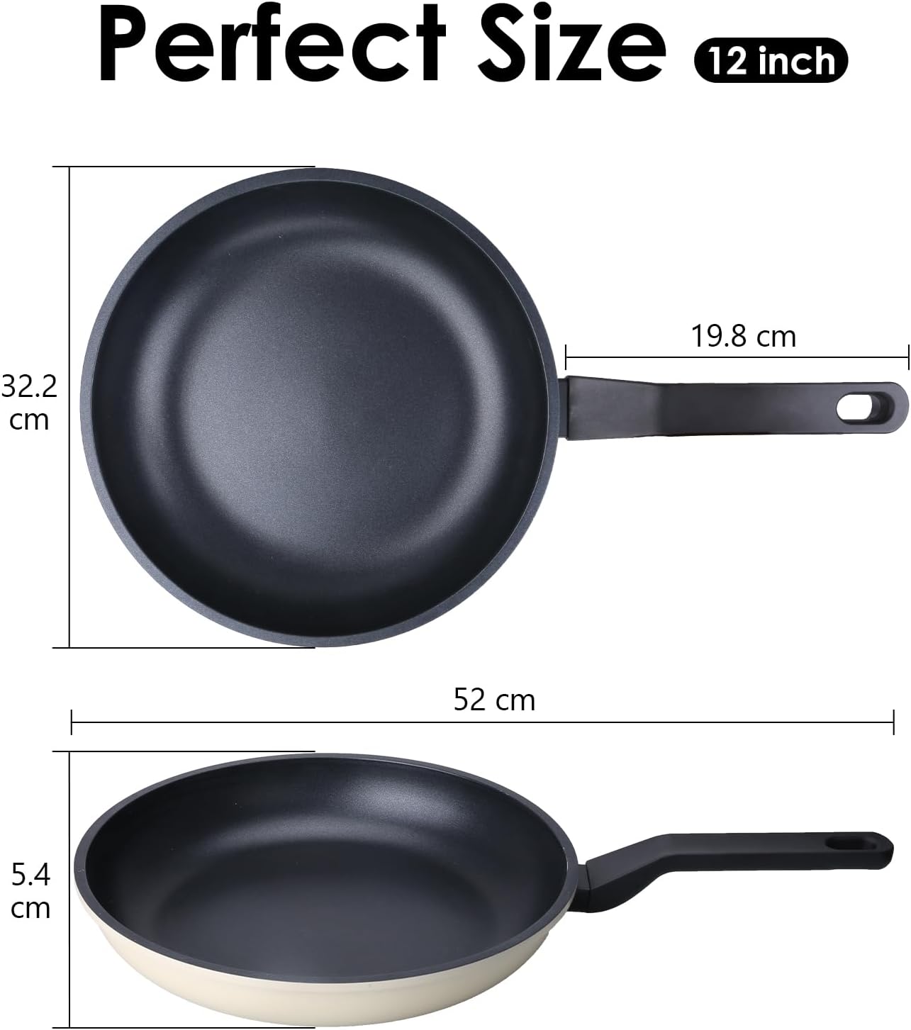 Nonstick Frying Pan Skillet,12 Inch Frying Pan Skillet,Egg pans,Omelette Pan,PFOA Free,Kitchen Pots Induction Pot