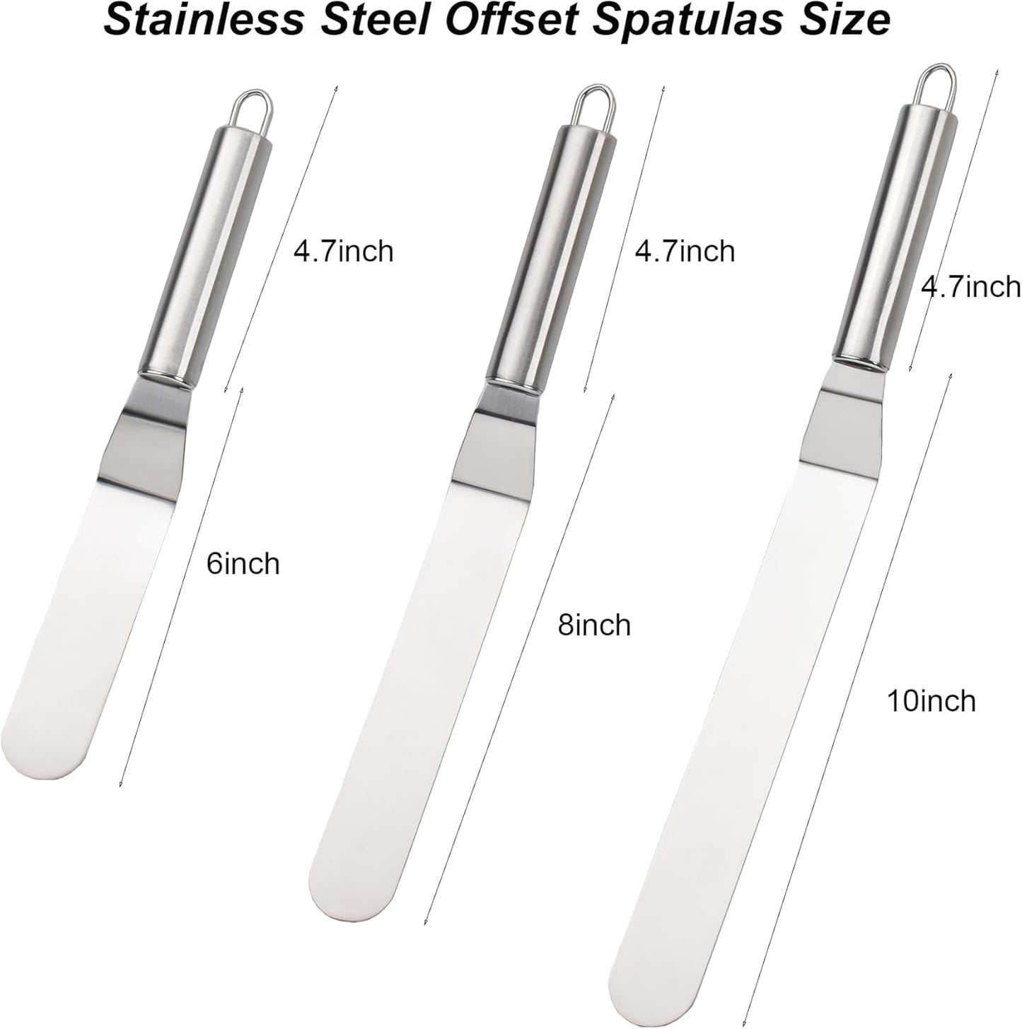 2 Pcs Dough Scraper and 3 Pcs Stainless Steel Cake Icing Spatula for Baking, Flexible Bowl Scraper Dough Cutter Bench Scraper for Cake Dough Bread Pastry Pizza