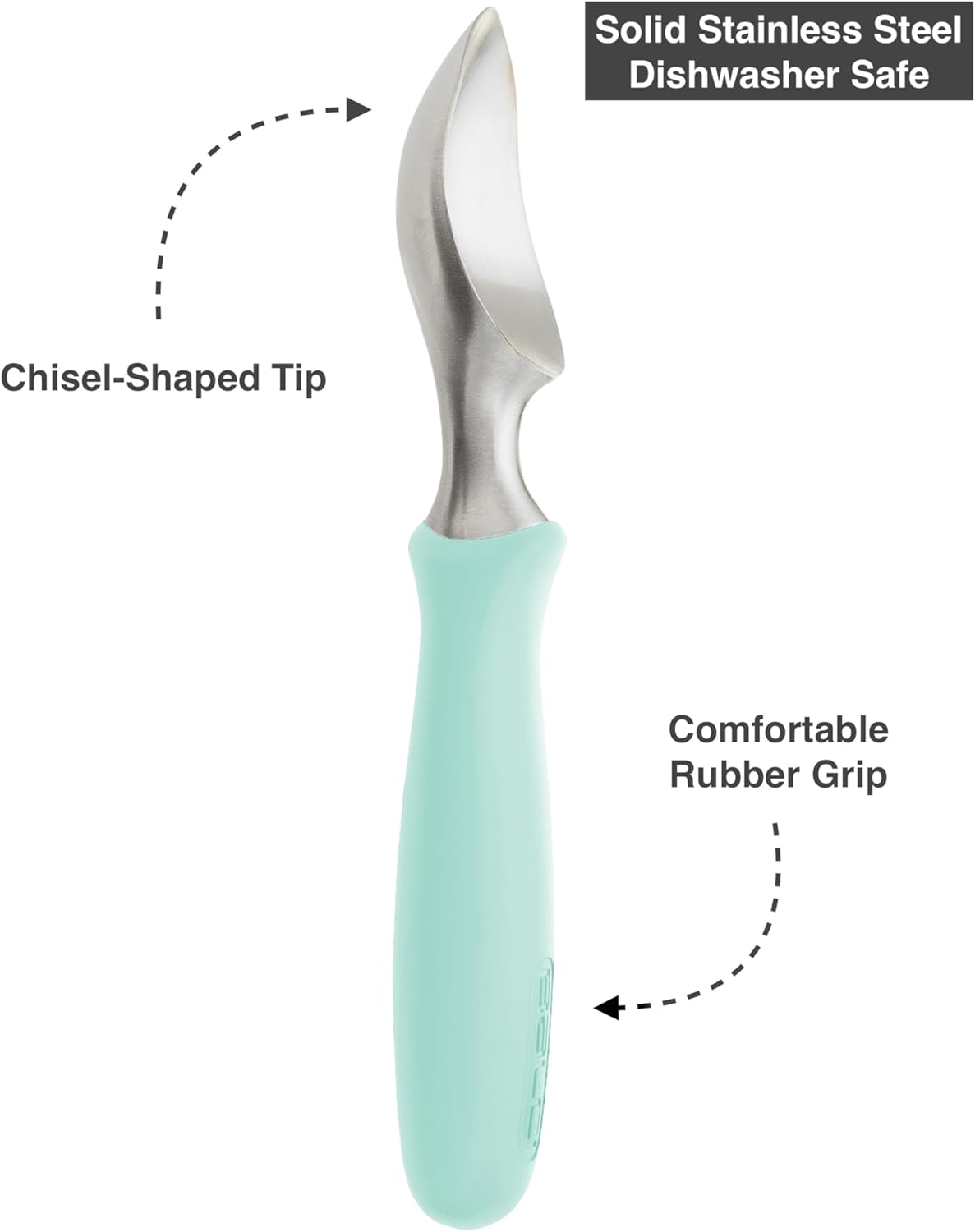 BALCI Ice Cream Scoop - Heavy Duty Stainless Steel Icecream Scooper With Non-Slip Rubber Grip - Professional Metal Ice-Cream Spade - Dishwasher Safe – Mint