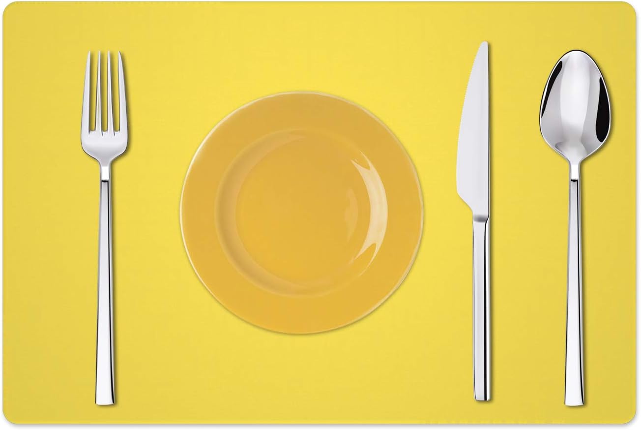 Silicone Placemats, Food-Grade Non-Slip Waterproof, Dining, Stain Resistant, Countertop Protector, Kitchen Counter Mat, Heat Resistant, Baking mat Dishwasher Safe (23.6"×15.7"-1pack, Yellow)