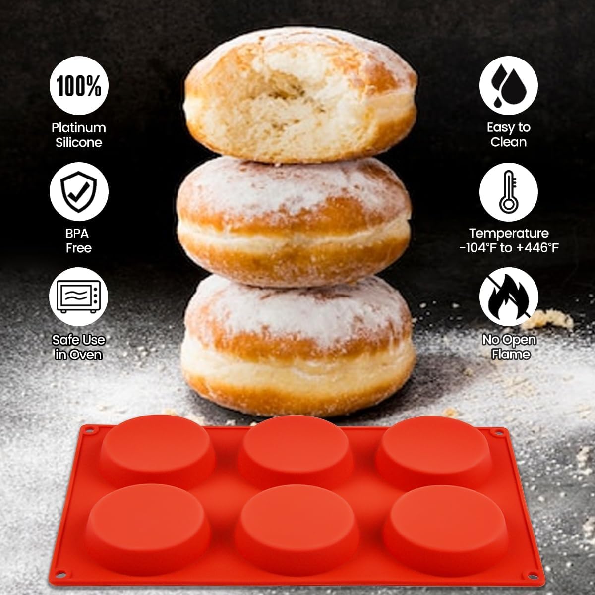 CAKETIME Muffin Top Pan, Silicone Egg Molds for Breakfast Sandwiches 3 Inch Round Silicone Baking Molds for Baking English Muffins, Whoopie Pies, Corn Bread, Egg Bites, Tarts 3 Pack