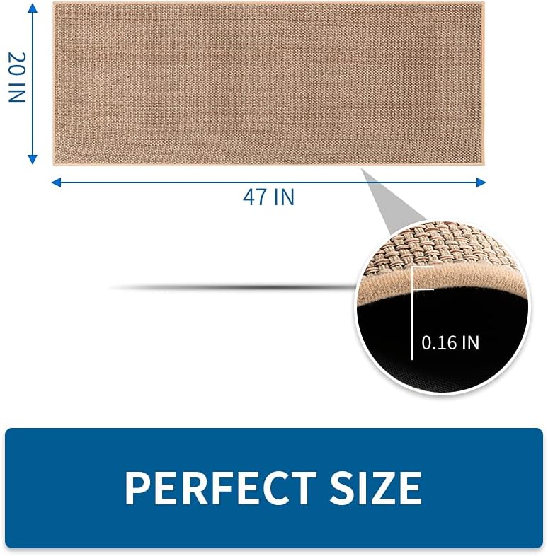 MontVoo Kitchen Rugs and Mats Non Skid Washable, Absorbent Runner Rugs for Kitchen, Front of Sink, Kitchen Mats for Floor (Beige, 20"x47")