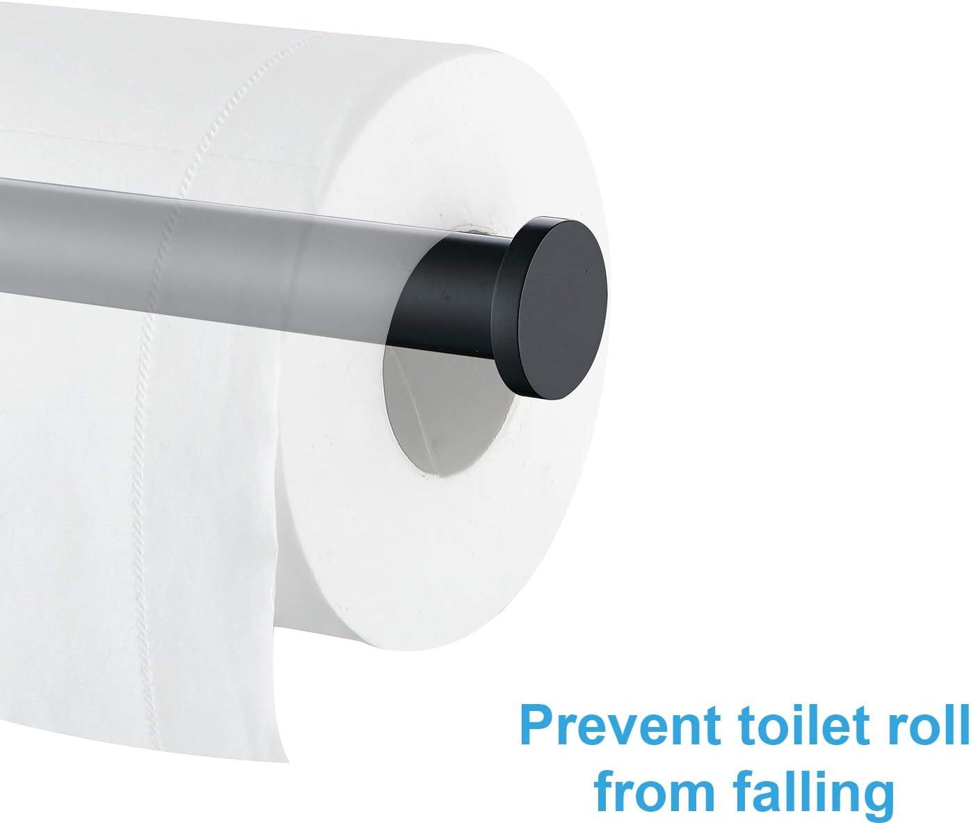 TASTOS Matte Black Toilet Paper Holder SUS304 Stainless Steel, Modern Round Tissue Roll Holders Wall Mount, Toilet Paper Roll Dispenser Bathroom 5 inch TP Holder for Kitchen Washroom