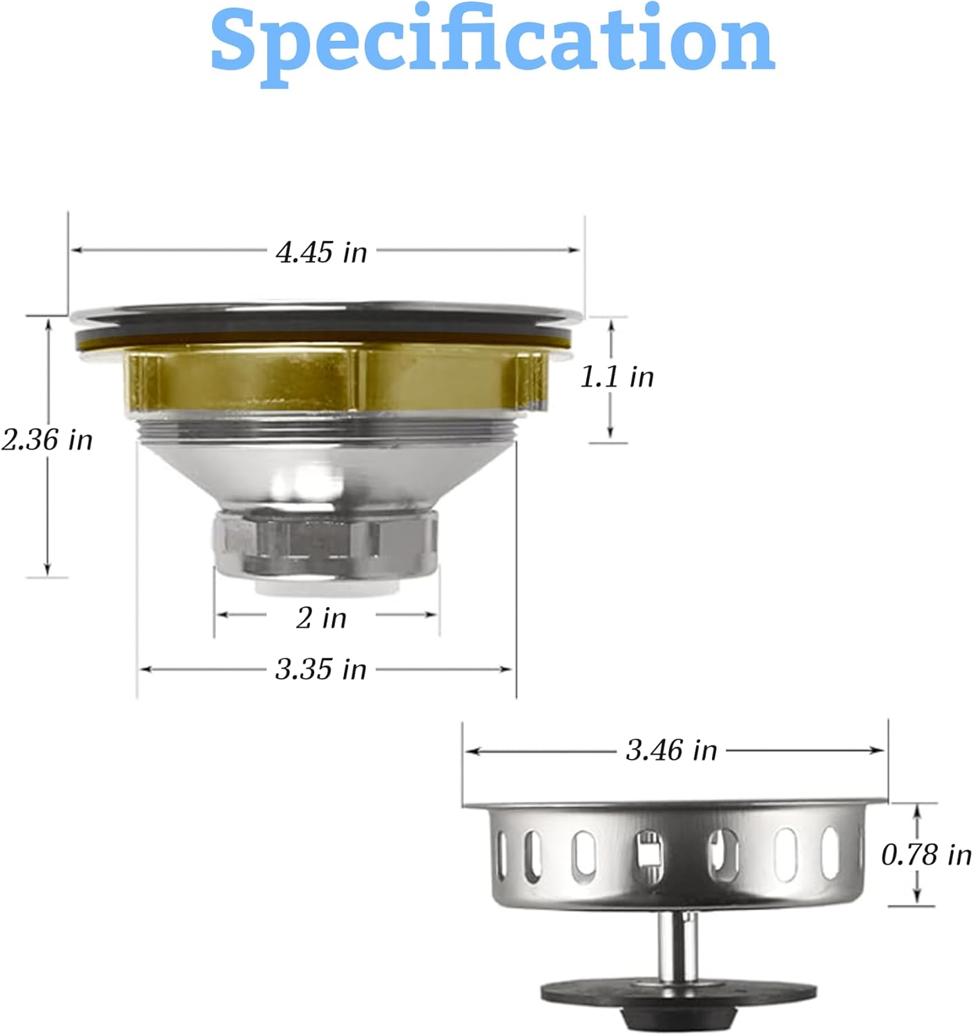 Metal World BS10101BN-10P Post Style Sink Strainer, 3-1/2" Metal Kitchen Strainer, Cast Brass Body Basket Strainer, Strainer with Stainless Steel Basket, Brushed Nickel Finish 10 Pack