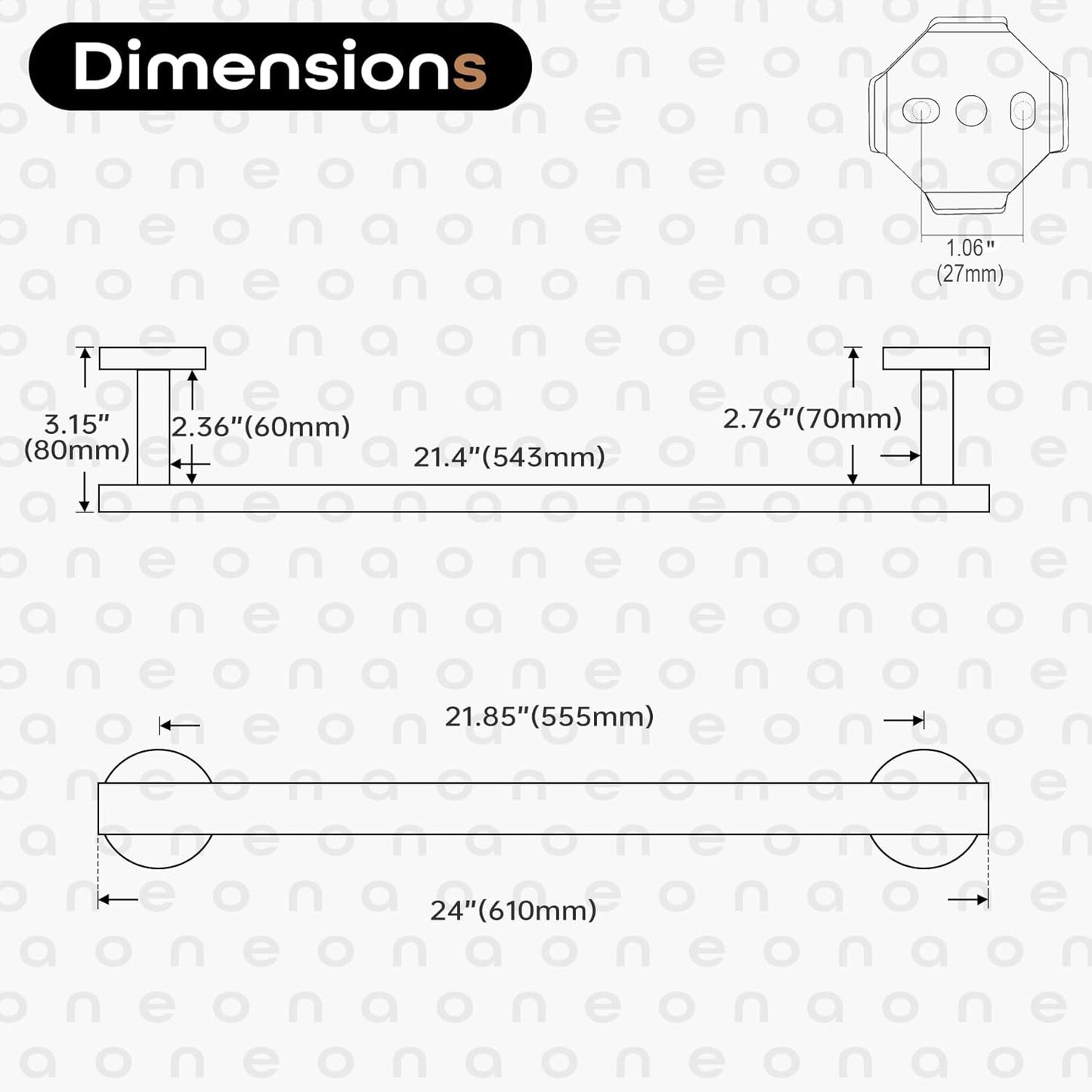 24 Inch Bathroom Towel Bar Bath Towel Rack Kitchen Towel Holder Towel Rails Wall Mounted SUS304 Stainless Steel 2 Pack Oil Rubbed Bronze AN4001ORB-L24-P2