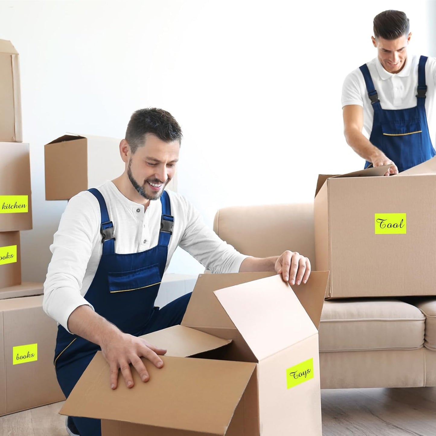 STARLIBOO Neon Colored Labels Stickers 3 x 2 Inch, Rectangle Moving Labels Stickers, 250Pcs Garage Sale Price Stickers, Adhesive Moving Labels for Boxes- Fluorescent Yellow