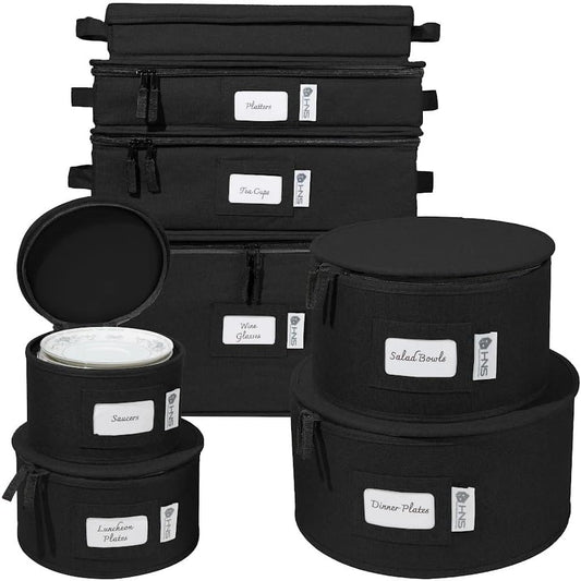 Hard Shell China Storage Containers (Black, 8 Pack China Storage Containers)