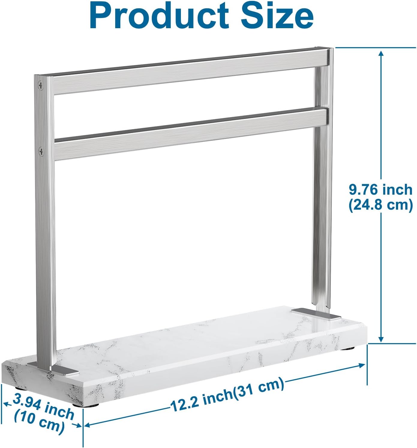 YIIYIIN Magnetic Knife Block with Marble Base - Double Sided Magnetic Knife Stand - Magnetic Knife Holder - Kitchen Knife Storage - Knife Holders for Counter Top - Marble White