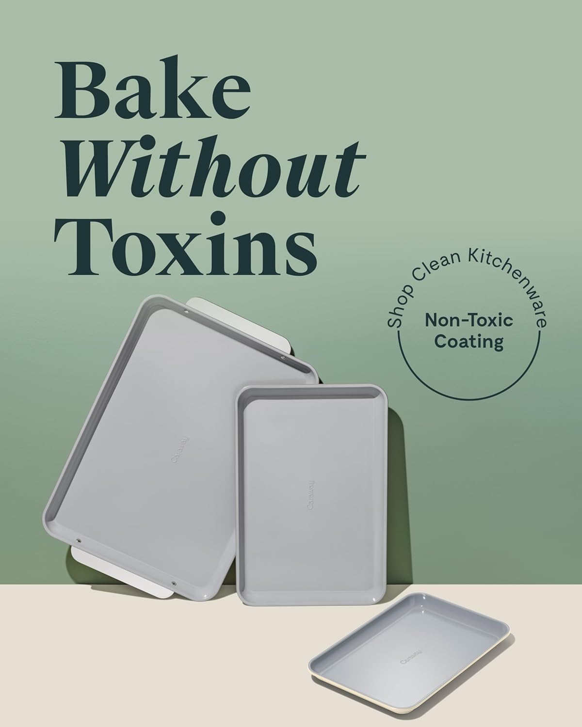 Caraway Non-Stick Ceramic Baking Sheet Trio - Naturally Slick Ceramic Coating - Non-Toxic, PTFE & PFOA Free - 18 x 13" Large, 15 x 10" Medium, & 9" x 13" Small - Marigold