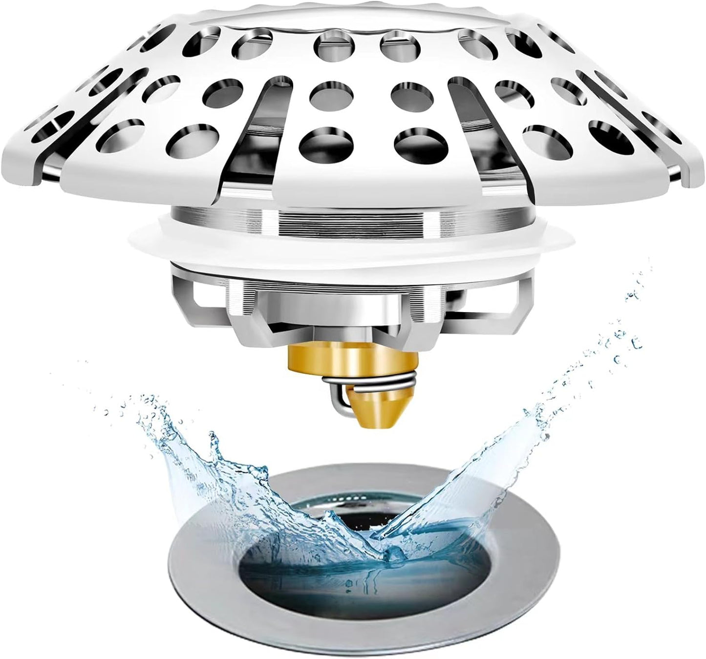Bathtub Drain Stopper, Pop Up Tub Stopper with Drain Hair Catcher, Bathtub Plug and Cover with Strainer, Universal for 1.5 to 1.8in Tub Drain Hole