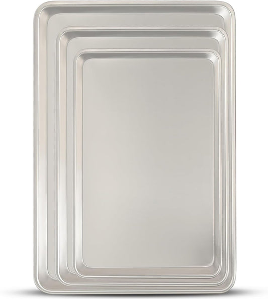 Baking Sheet Pan Set of 3, Commercial Quality Aluminum Cookie Sheets for Oven, Umite Chef Warp Resistant Baker's Half/Quarter/Jelly Roll Pans, Thick Cookie Tray Pans for Baking, Roasting