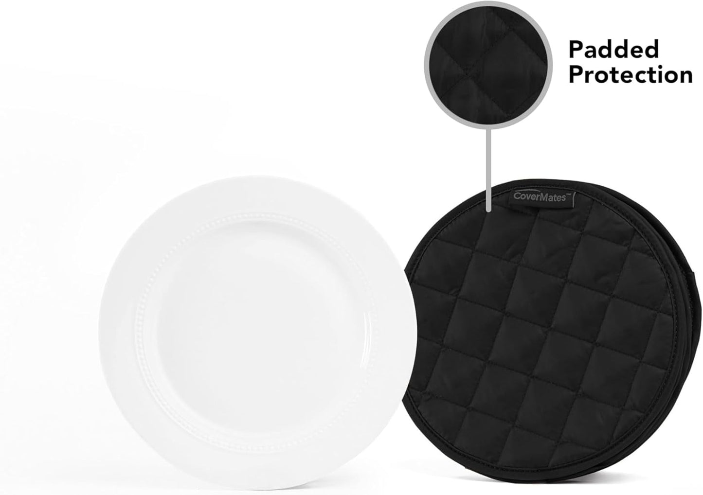 Covermates Keepsakes - Quilted Divider Set - Set of 4 - Scratch & Breakage Protection - Stain Resistant - Machine Washable - China Storage, Black