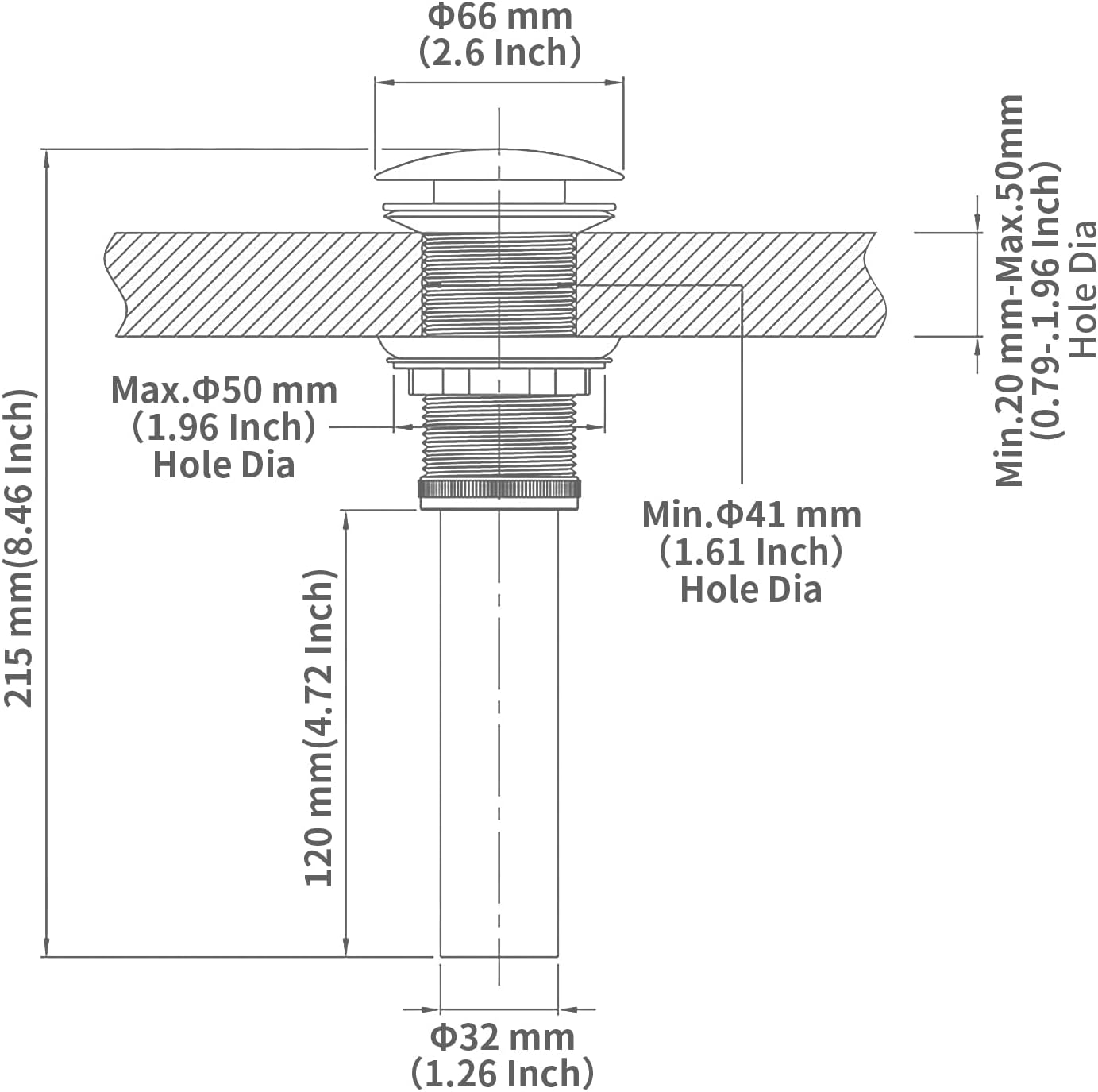 Bathroom Sink Pop Up Drain Without Overflow, Vessel Sink Drain with Detachable Filter Basket, Anti-Corrosion and Anti-Clogging Sink Pop Up Drain Stopper (Brushed Gold)