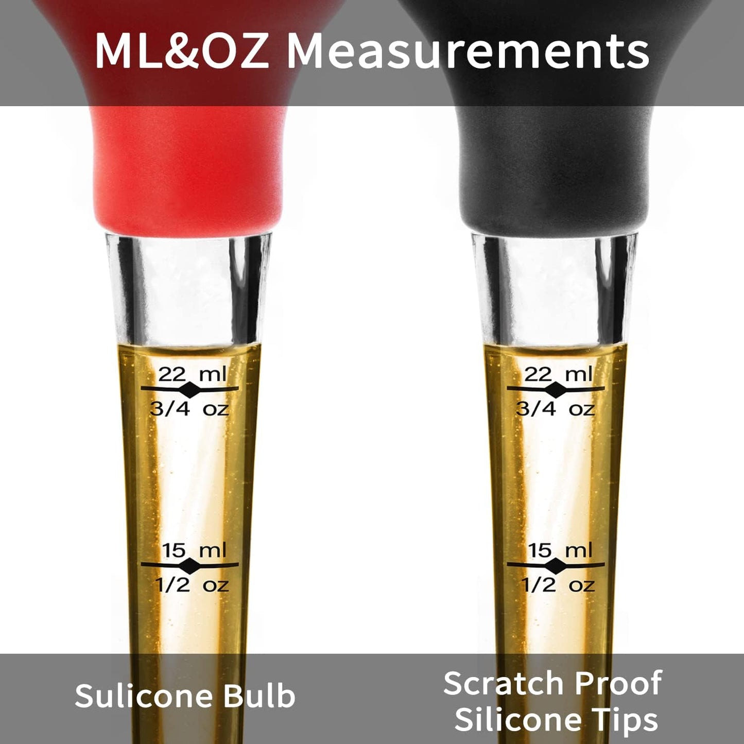 Turkey Baster Food Grade for Cooking & Basting, Detachable Round Bulb, Baster Cooking Good for Meat Poultry Beef Chicken, with Cleaning brush, inject needle, Basting brush(red)