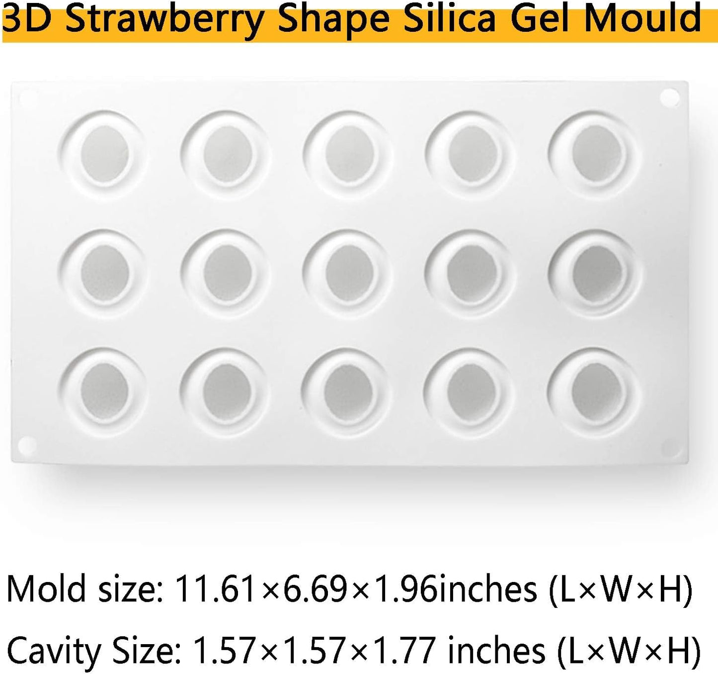 OCPO KITCHEN Strawberry Silicone Mold for Baking Mousse Cake, French Fruit Dessert, Pastry, Chocolate, Ice Cream, Cake Decoration Mold, 3D Strawberry Shape (15-Cavity)