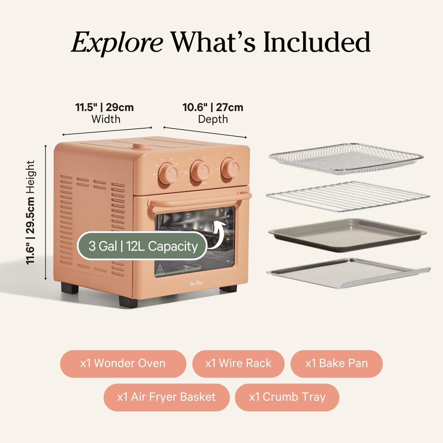 Our Place Wonder Oven | 6-in-1 Air Fryer & Toaster Oven with Steam Infusion | Compact, Countertop Friendly, Fast Preheat, Multifunctional | Air Fry, Toast, Roast, Bake, Reheat & Broil | Spice