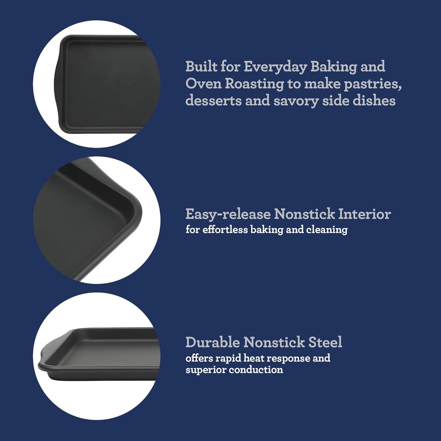 Oster Teston 15 x 10 Inch Nonstick Carbon Steel Cookie Baking Sheet - Matte Black