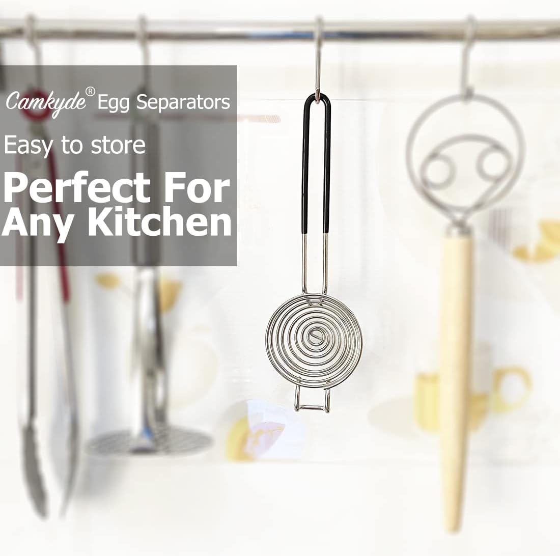 CAMKYDE Egg Separator Food Grade Stainless Steel Egg Yolk White Separation Tool (Black)