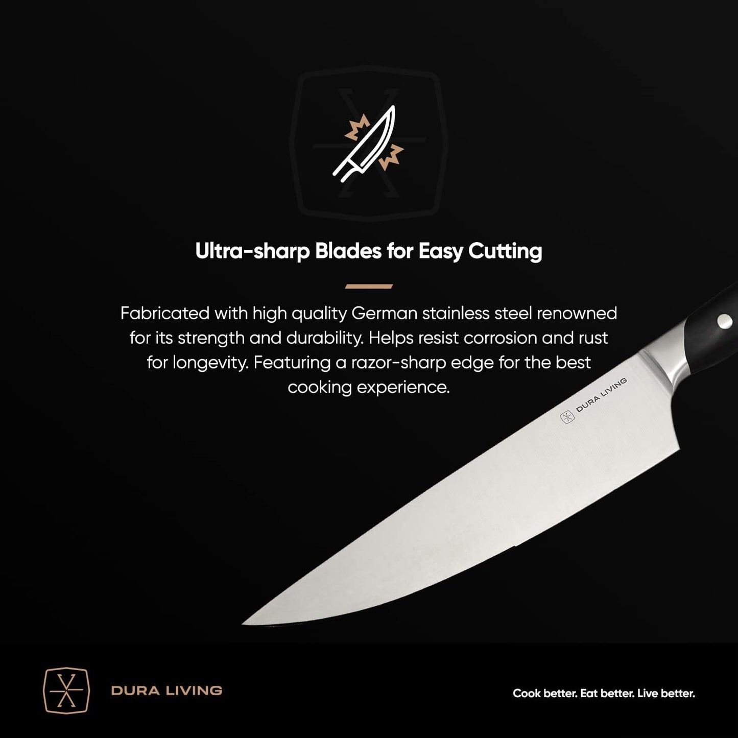 7-Inch Santoku Knife – Ultra-Sharp German High Carbon Stainless Steel, Full Tang, Ergonomic Handle, Multipurpose Kitchen Knife for Chopping, Slicing, and Dicing, Black