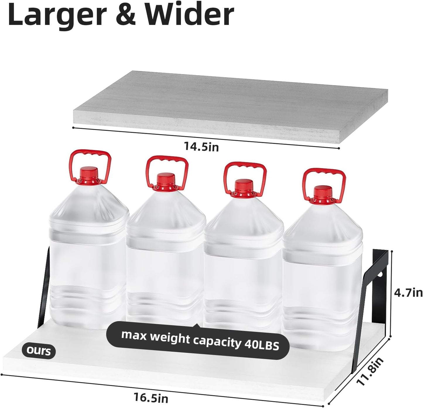 SRIWATANA Floating Shelves Wall Mounted Set of 2 Rustic Wood Shelves with Large Capacity(Washed White)