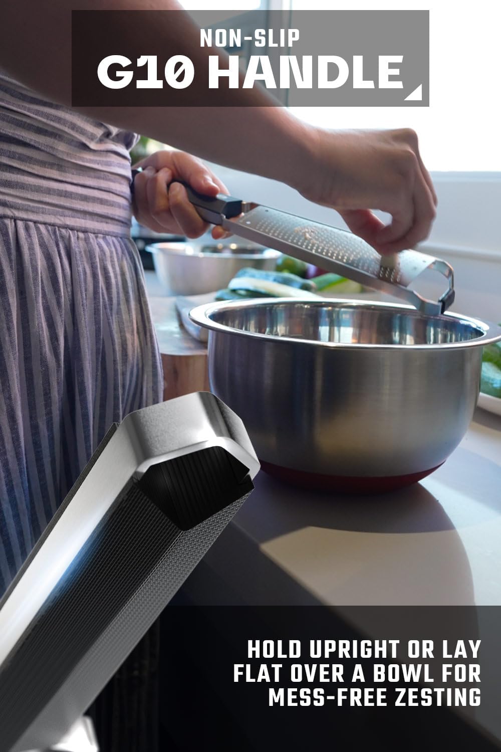 Dalstrong Professional Narrow Grater - Zester - #304 Stainless Steel Blade - G10 Handle Kitchen Shredder - w/Blade Cover - Citrus, Hard Spices, Chocolate, Garlic, Ginger - NSF Certified