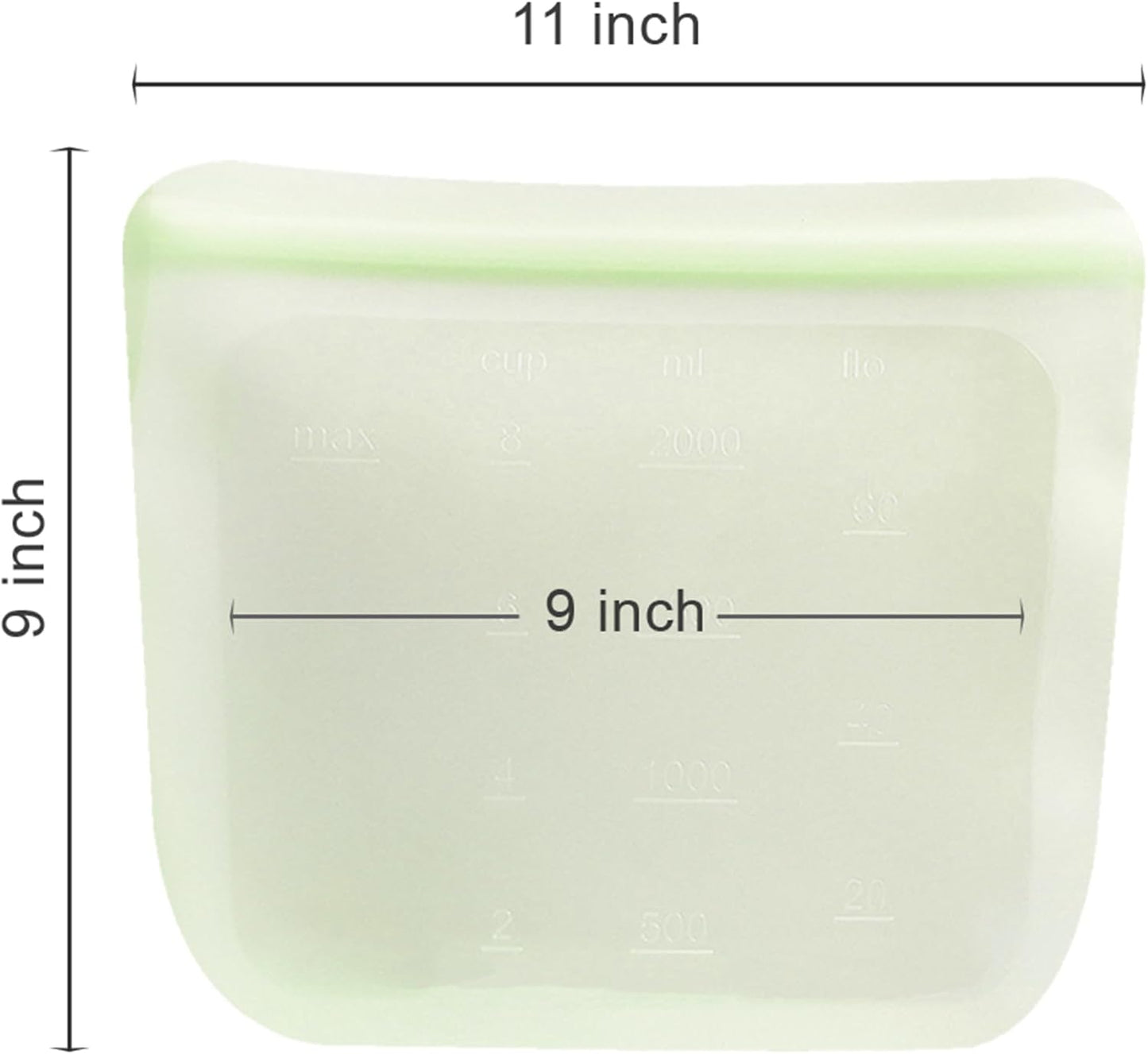 purifyou Set of 5 Reusable Silicone Storage Snack Bags 6oz / 16oz / 32oz / 64oz Self-Seal Food Storage Container for Fruits, Vegetables, Sandwiches, Dishwasher Safe & Leak-free (LimeCream, 646oz)