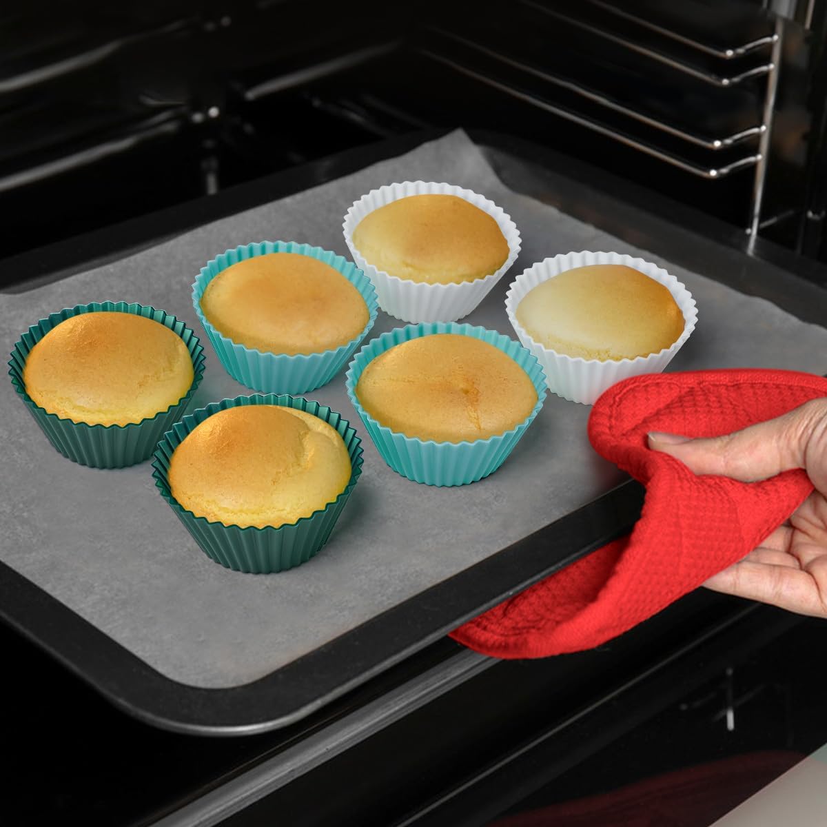 Silicone Muffin Cups Baking Cupcake Liners Square Non-stick Cake Molds Bento Lunch Box Dividers