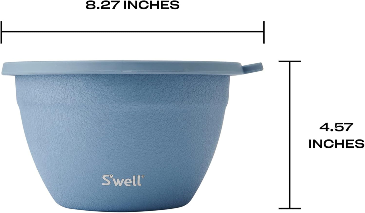 S'well Stainless Steel Salad Bowl Kit 64oz, Desert Sky, Comes with 2oz Mini Canister and Removable Tray for Organization, Leakproof, Easy to Clean, Dishwasher Safe