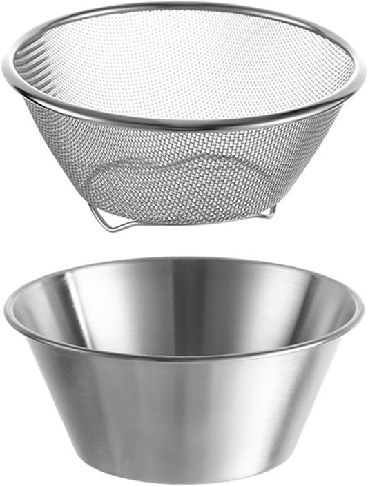 Berry Baskets, Mini Strainer with Bowl, Stainless Steel Can Colander Small Container for Berries, Strawberry, Grape, Cherry, Dishwasher Safe