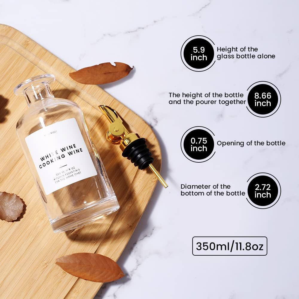 Molimoli - Premium Olive Oil Dispenser Bottles for Kitchen with Pourer - Oil and Vinegar Dispenser Set, Glass Dispenser for Kitchen, Dispenser Bottle of 350ml - Set of 2