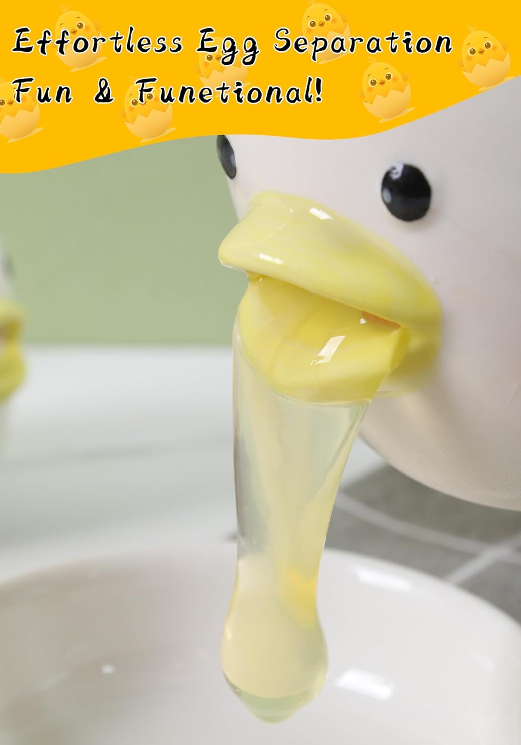 2Pcs Cute Egg Separator, Ceramics Vomiting Chicken Egg Yolk White Separator, Practical Household Small Egg Filter Splitter, Kitchen Gadget Baking Assistant Tool, Dishwasher Safe (2)