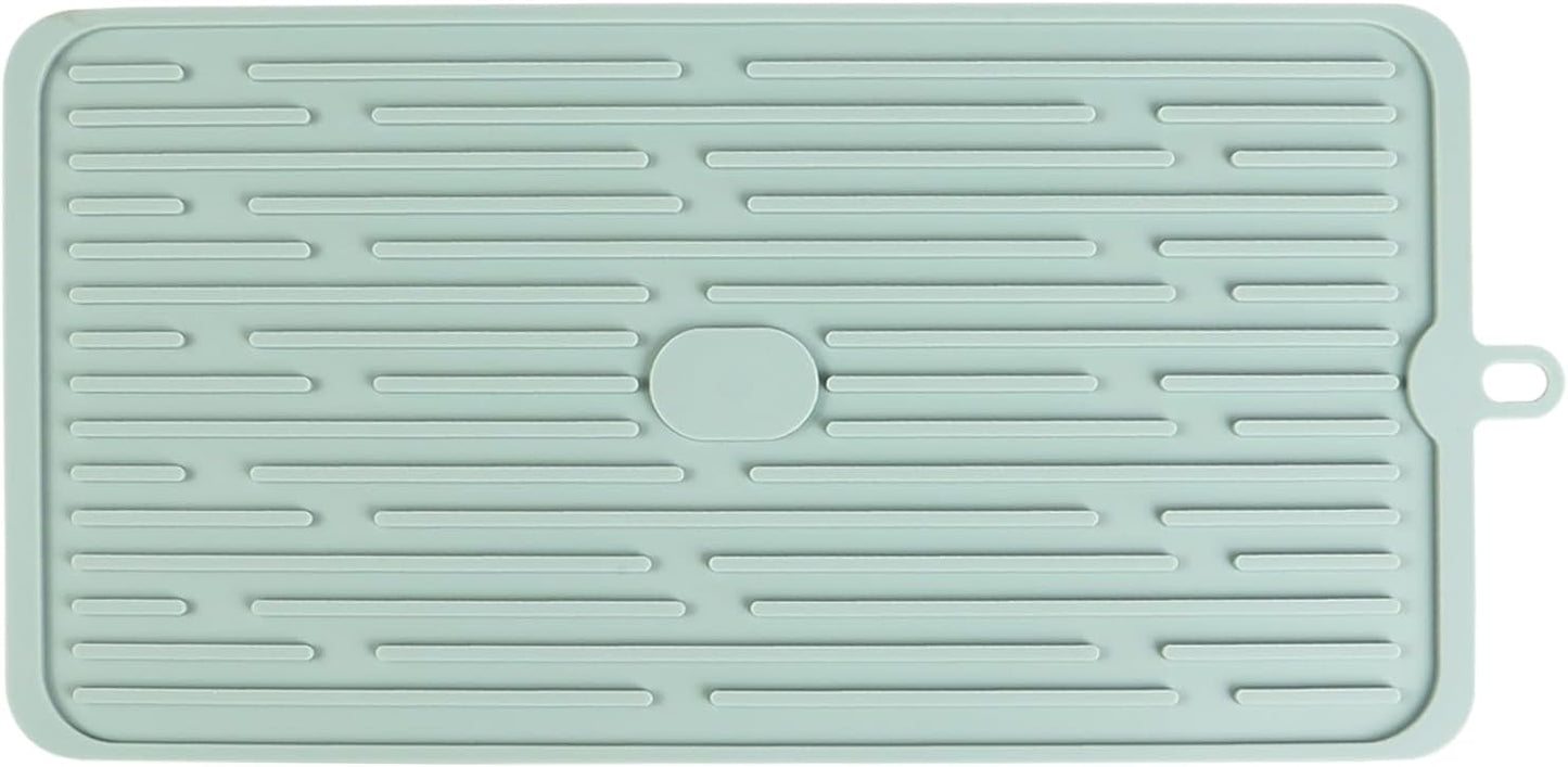 Dish Mat Silicone Dish Drying Mats Works For Drying Stemware Cocktail Glasses Silverware Pots Pans Knives and Dish Rack for Kitchen Counter Sink Bar Pads Easy to Clean (GD-LSD-01-green)