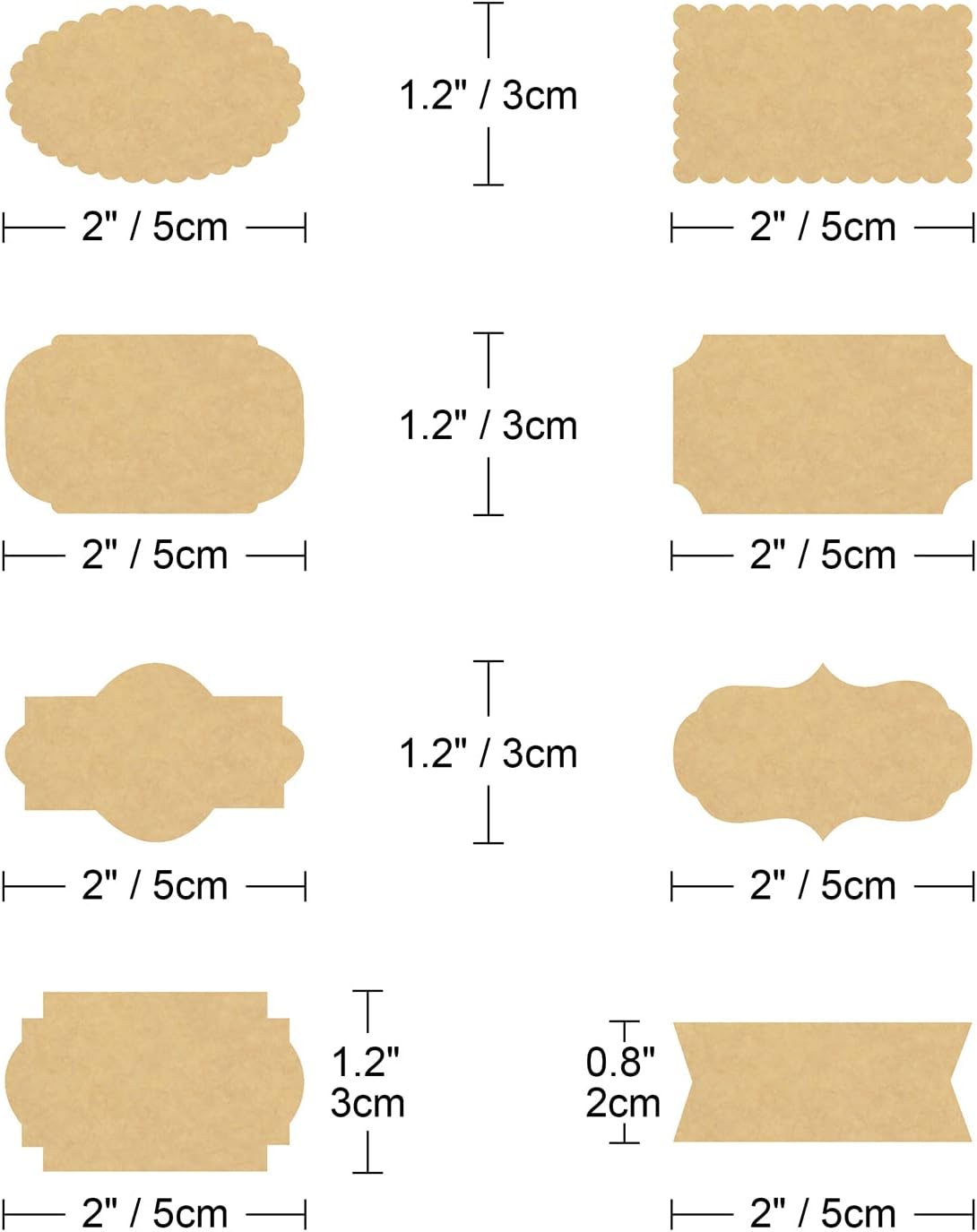 Wisdompro Assorted Shape Label Stickers, Self Adhesive Gift Tag Stickers Blank Writable Labels for Essential Oil Bottles, Jars, Food Containers (256 Pcs, Small)