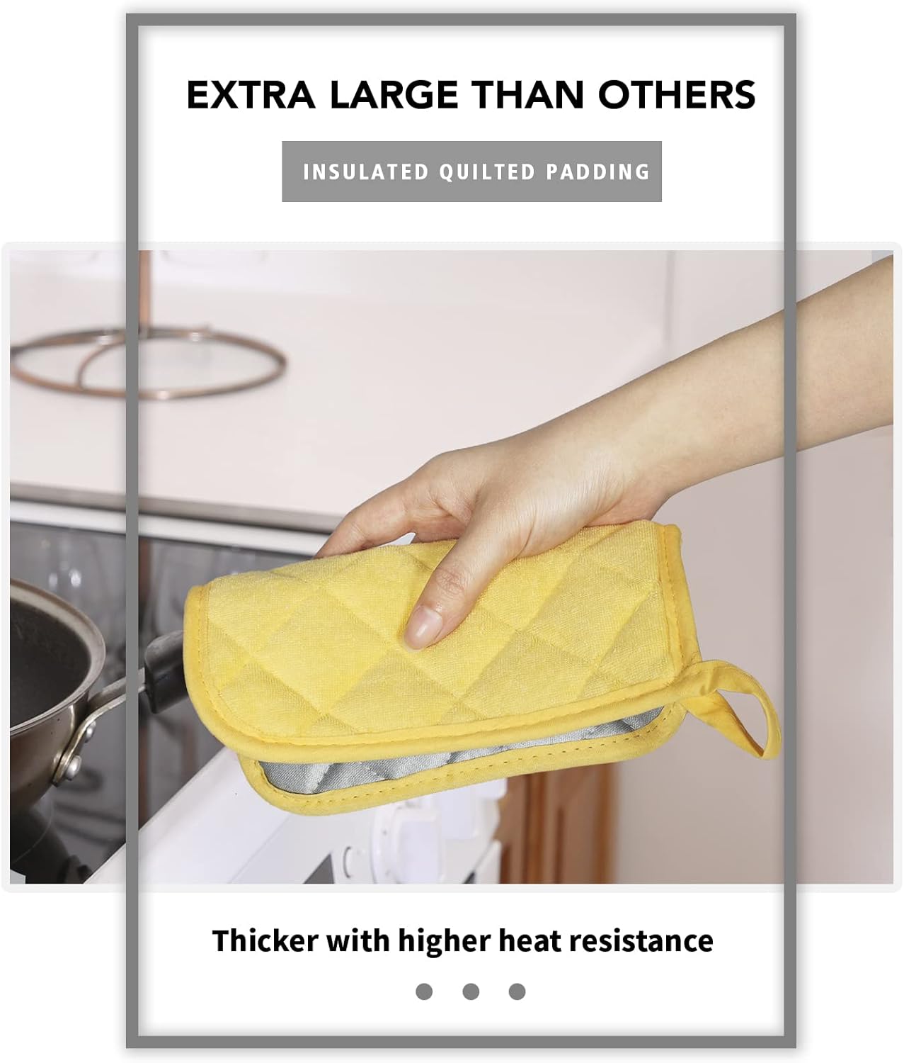 Joyhalo 4 Pack Pot Holders for Kitchen,Cotton Oven Holder with Great Heat Resistance,Non Slip Hot Pads for Kitchen Clearance,Yellow