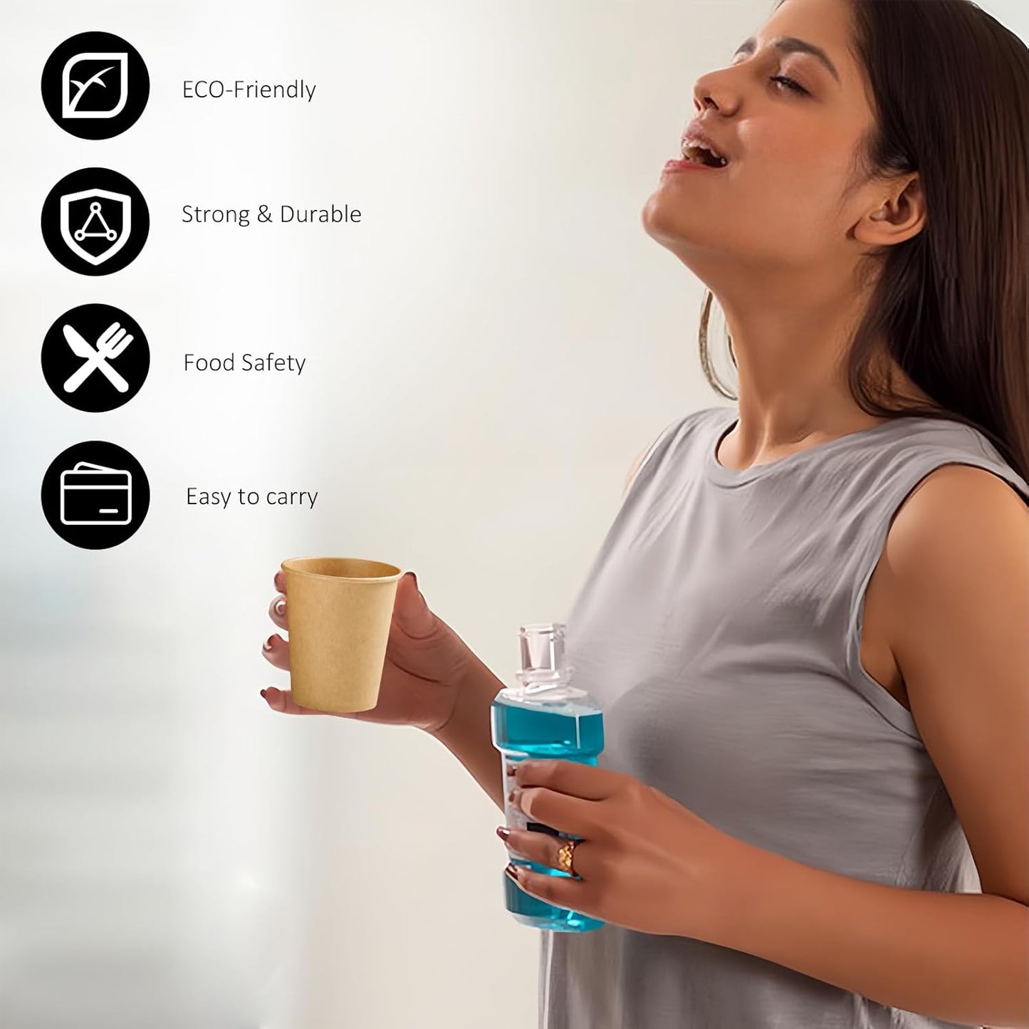 1200 Pack 3 oz Paper Cups, Disposable Kraft Small Mouthwash Bathroom Cups 3 Ounce, Hot/Cold Beverage Cups for Home, Kitchen, Party