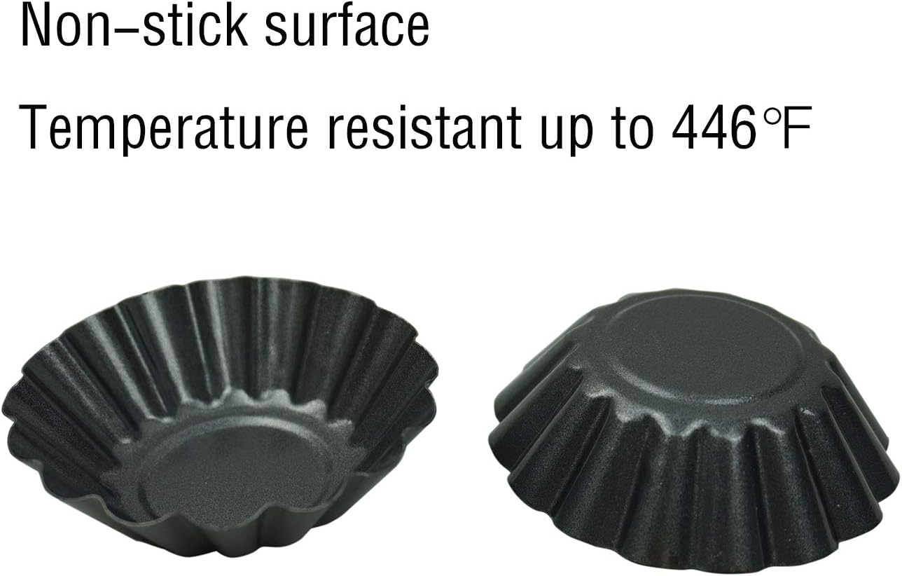 12 Pack Egg Tart Pan, Non-stick Carbon Steel Tartlet Tins, Mini Pie Mould, Muffin Cupcake Pudding Baking Cup Maker - for Pies, Chinese Egg Tart, Cakes (Big Size 3"x 0.9")