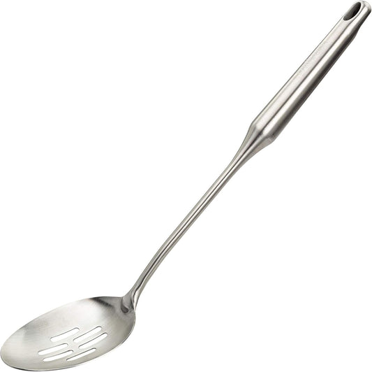 Stainless Steel Slotted Cooking Spoon, Large Metal Chef Strainer Utensil For Cooking, Serving, And Mixing, The #1 Dishwasher Safe Kitchen Tool, 15" Long Spoon With Holes