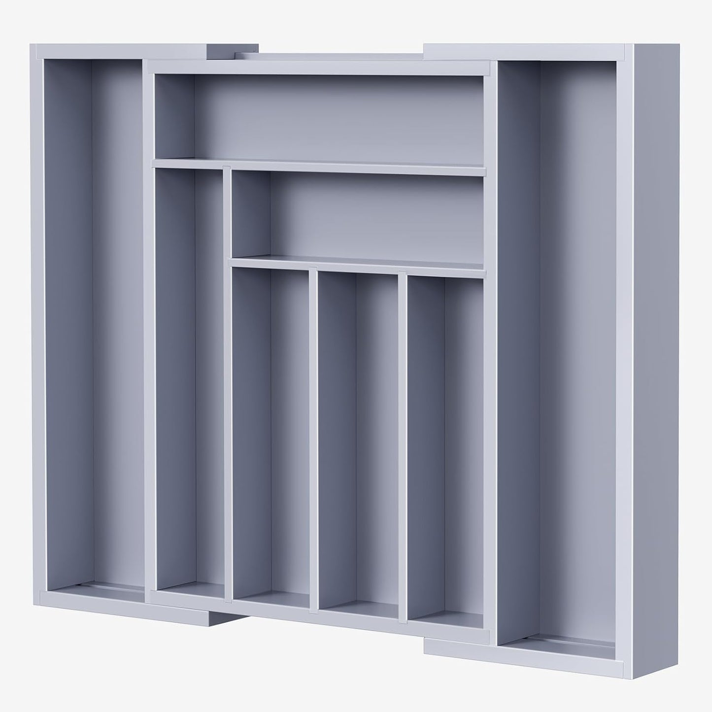 Pipishell Bamboo Expandable Drawer Organizer for Utensils Holder, Adjustable Cutlery Tray, Wood Drawer Dividers Organizer for Silverware, Flatware, Knives in Kitchen, Bedroom, Living Room(Grey)