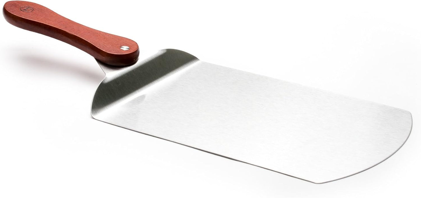 Outset Stainless Steel Pizza Peel with Collapsible Rosewood Handle, 20-Inch Overall, 12-Inch x 7.75-Inch Spatula Area, Silver