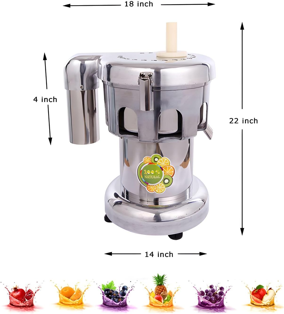 110V 750W Electric Stainless Steel Vegetable & Fruit Juice Maker Squeezer Centrifugal Juicer Machine Commercial Juice Press Machine 5-10 kg/min Juice Amount