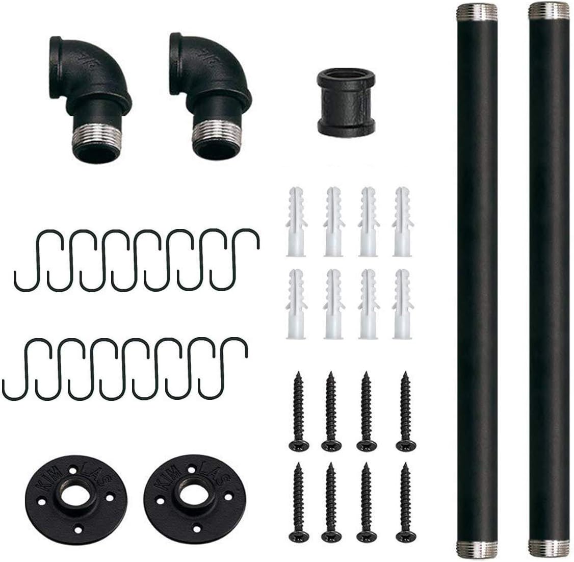 Toplife 31.5 inch Pot Rack, Kitchen Wall Mounted Detachable Pan Lid Utensils Organizer Hanging Rail with 14 Hooks, Black