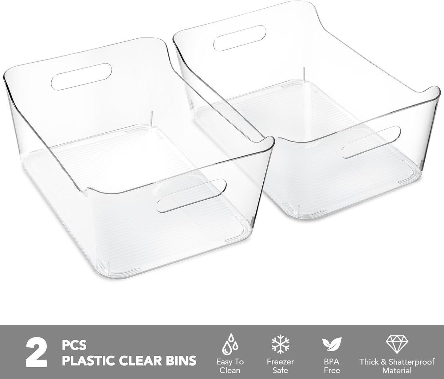 Tiawudi 6 Pack Plastic Storage Bins, Extra Large Pantry Organizer, 13.5" x 10" Clear Storage Containers and Organizer Bins, Multi-Use Bins for Home, Kitchen, Closet and Cabinet