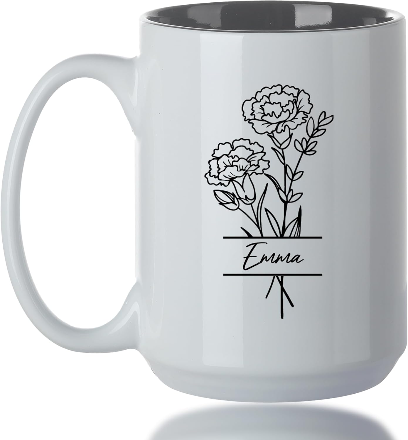 Personalized Coffee Mug, Engraved Ceramic Birth Flower Mug for Women With Custom Name, Personalized Gifts for Mothers Day, Birthday, Christmas, Grandma, Mom, Wife
