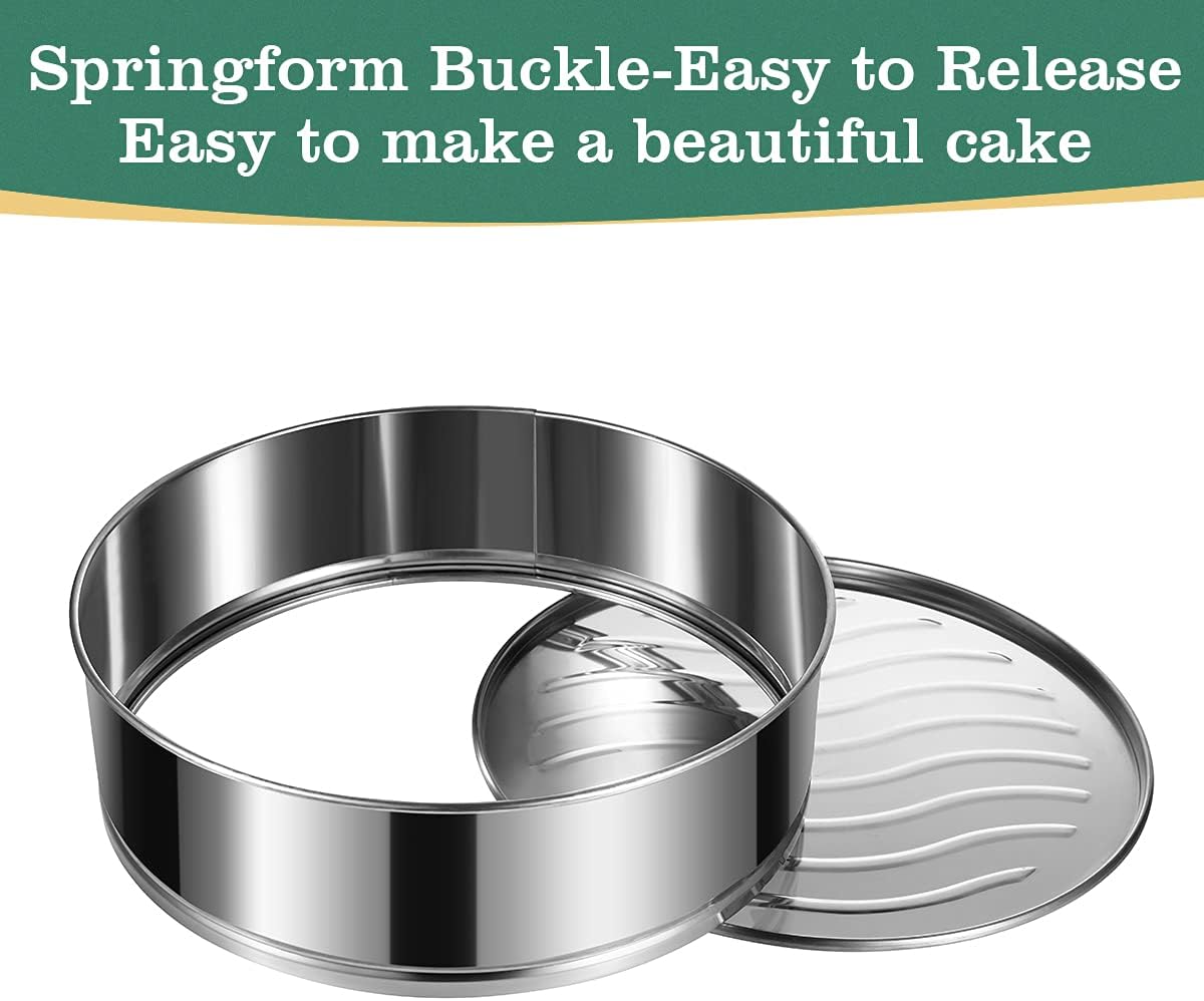 Springform Pan, Stainless Steel Springform Cake Pan, Leakproof & Nonstick Cheesecake Pan, 4" 7" 9" Round Cake Molds with 50 Pcs Paper Liners and 7 Pcs Piping Tips