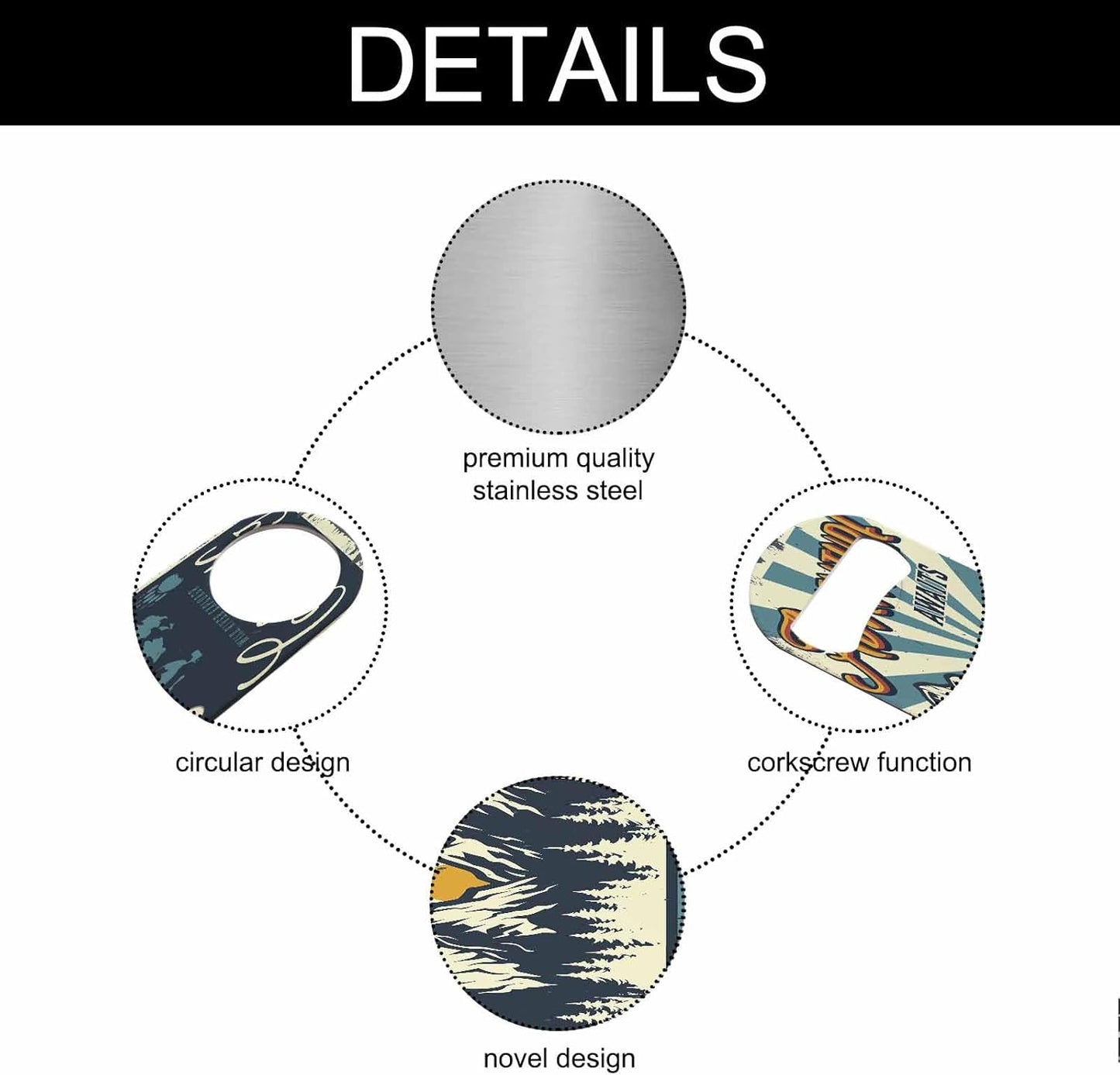 Adventure Awaits Stainless Steel Bottle Opener Vintage Canoe Boat Forest and Mountains Landscape Flat Beer Bottle Opener Keychain for Home Kitchen Bar Restaurant Party Birthday Gift