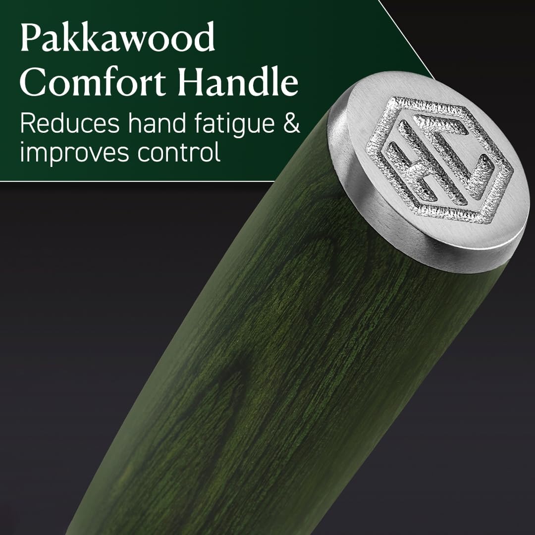 HexClad Paring Knife, 3.5-Inch Japanese Damascus Stainless Steel Blade, Pakkawood Handle