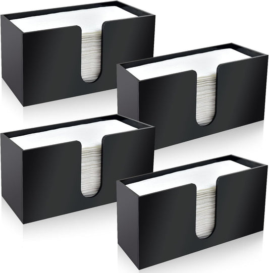 4Pack Black Acrylic Countertop Paper Towel Dispenser, Napkin Dispenser, Multifold Acrylic Paper Towel Dispenser for Z Fold C Fold Trifold Paper Towels for Bathroom Toilet Kitchen Restaurant (4)