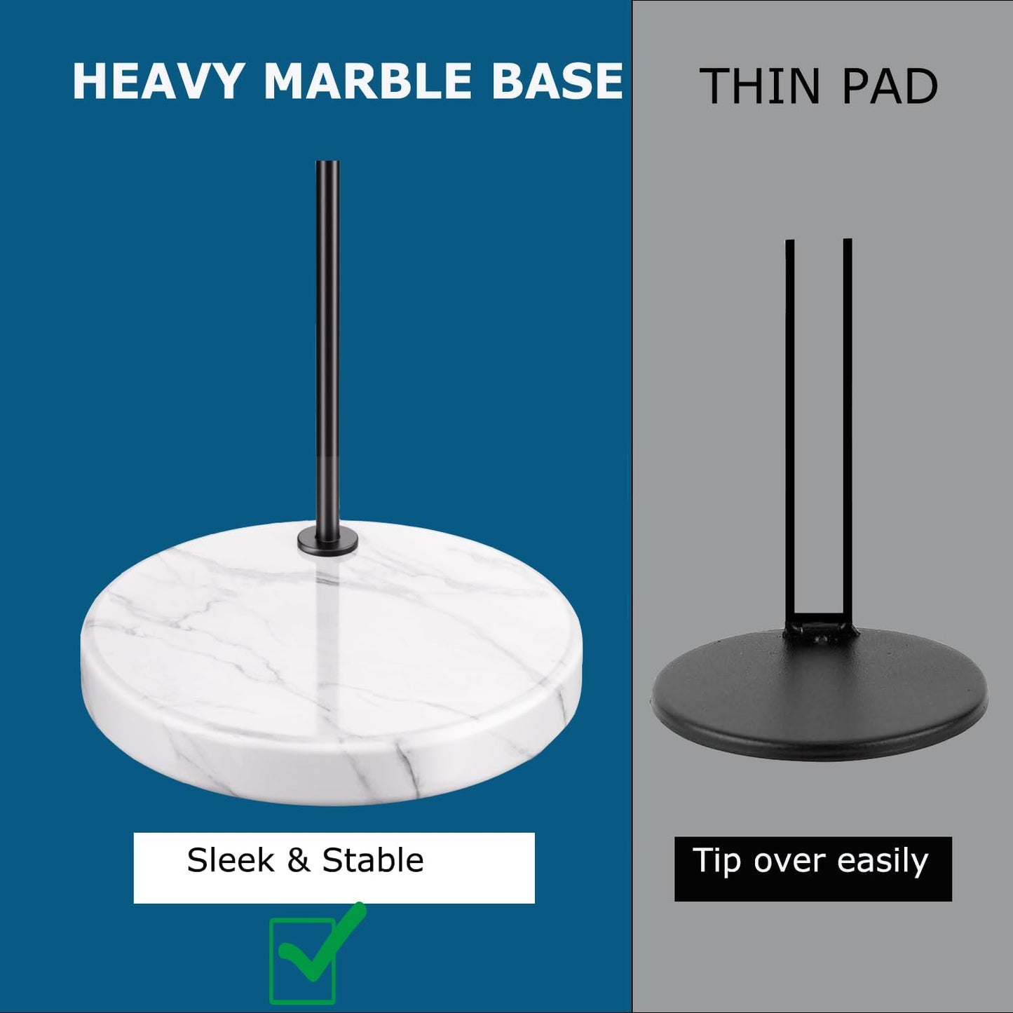 Tumbler Lid Organizer with Marble Base for Stanley /Yeti Tumbler,Space-saving Vertical Cup Lid Stacker Storage Design for Up to 10 Lids,Clutter-Free Kitchen Cabinets and Countertops (Black)