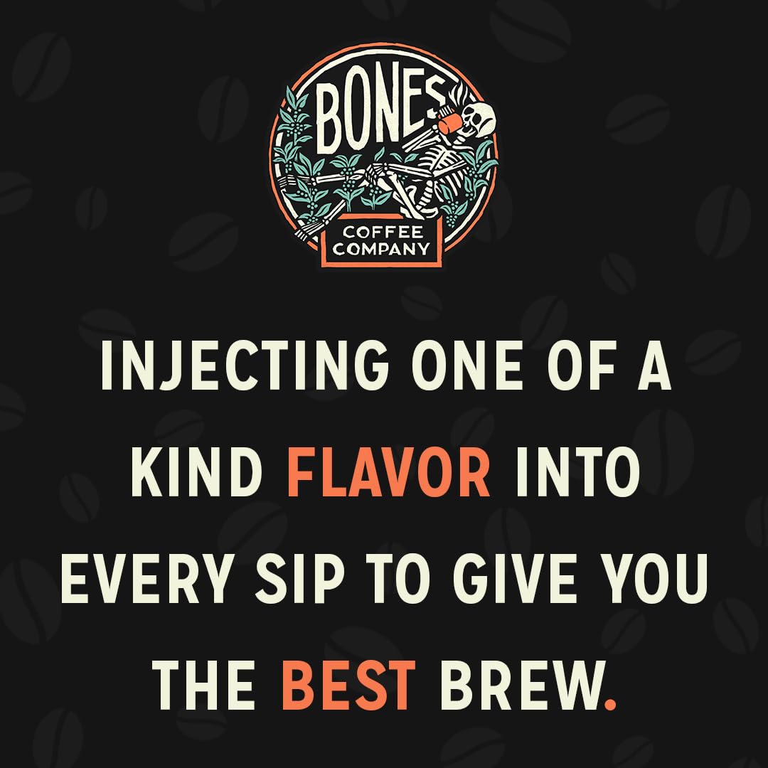 Bones Coffee Company Apple Cider Donut Flavored Coffee, Medium Roast Low Acid Arabica Beans Compatible with Auto drip and French Press Coffee Maker, 12 Oz Whole Bean